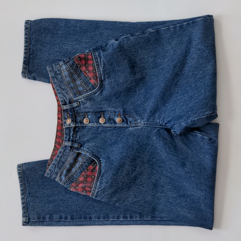 Stephen Mardon Rio Denim Mom Jeans Color Block Detail size 9 Vintage 90s